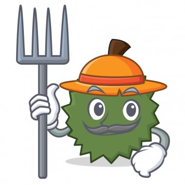 Çiftçi Durian karakter karikatür tarzı