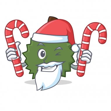 Santa şeker Durian maskot karikatür tarzı ile