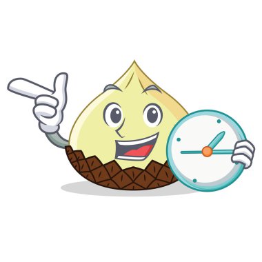 Saat yılan meyve karakter karikatür ile