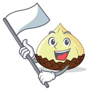 Bayrak yılan meyve maskot karikatür ile