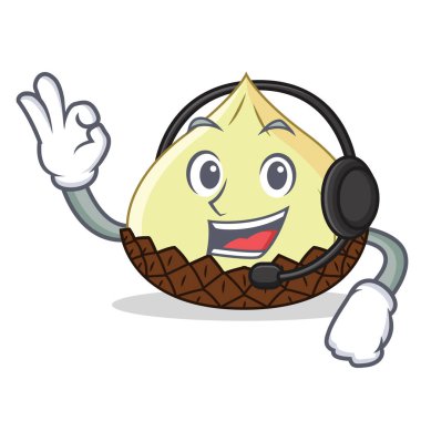 Kulaklık yılan meyve maskot karikatür ile