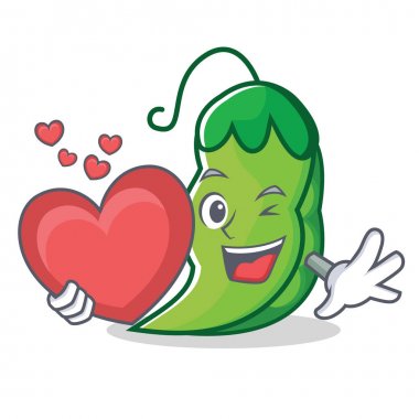 Kalp bezelye maskot karikatür tarzı ile