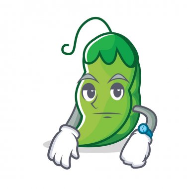 Bezelye maskot karikatür tarzı bekliyor