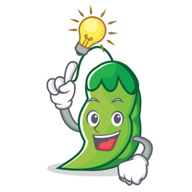 Bir fikir bezelye maskot karikatür tarzı var