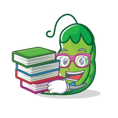 Öğrenci kitap bezelye maskot karikatür tarzı ile