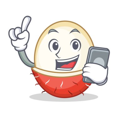 Telefon rambutan karakter karikatür tarzı ile