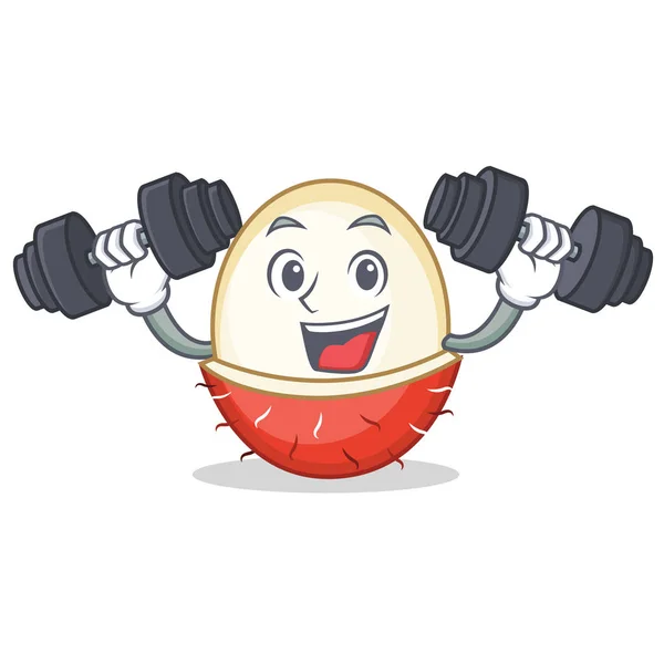 Fitness Rambutan Charakter Cartoon-Stil — Stockvektor