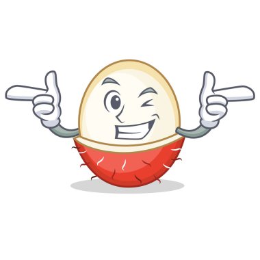 Wink rambutan karakter karikatür tarzı