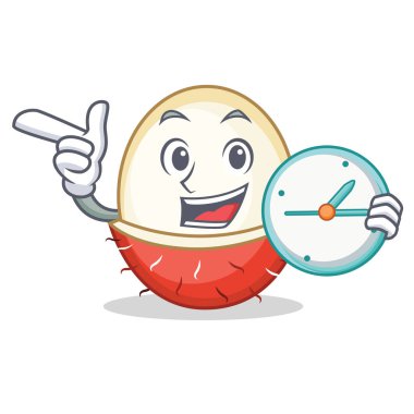 Saat rambutan karakter karikatür tarzı ile