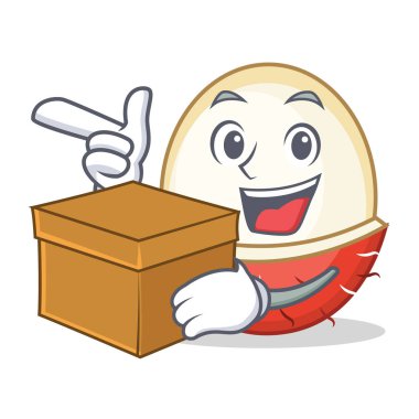 Kutusu rambutan karakter karikatür tarzı ile