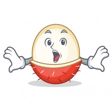 Sürpriz rambutan maskot karikatür tarzı