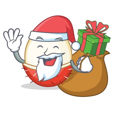 Noel Baba hediye rambutan maskot karikatür tarzı ile