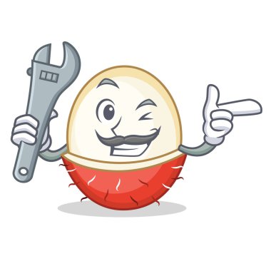 Mekanik rambutan maskot karikatür tarzı