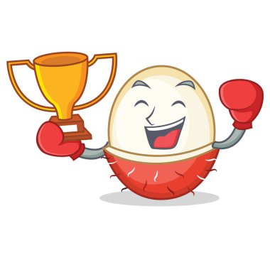 Boks şampiyonu rambutan maskot karikatür tarzı