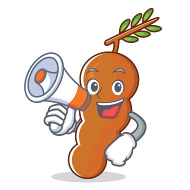 Megafon demirhindi karakter karikatür tarzı ile