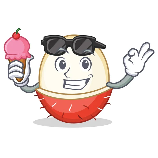 Dengan gaya kartun Rambutan es krim - Stok Vektor