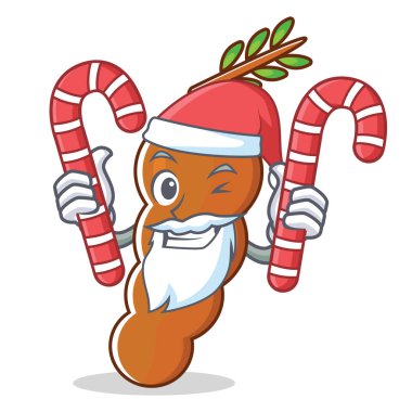 Santa şeker demirhindi maskot karikatür tarzı ile