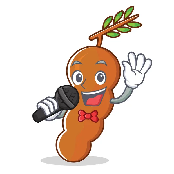 Singing tamarind mascot cartoon style — Stock Vector