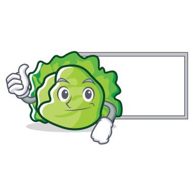 Başparmak yukarıya kurulu marul karakter karikatür tarzı ile