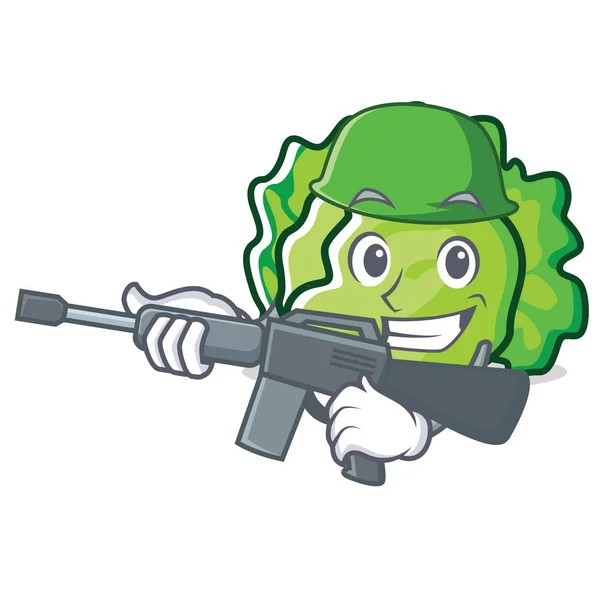 Army lettuce character cartoon style — Stock Vector