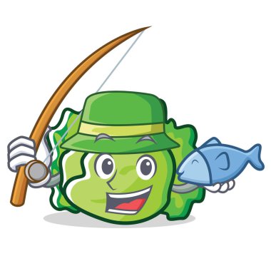 Marul karakter karikatür tarzı Balık tutma