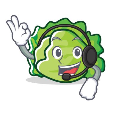 Kulaklık marul karakter maskot stili ile