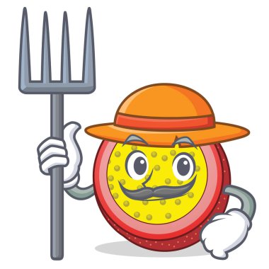 Çiftçi tutku meyve karakter karikatür