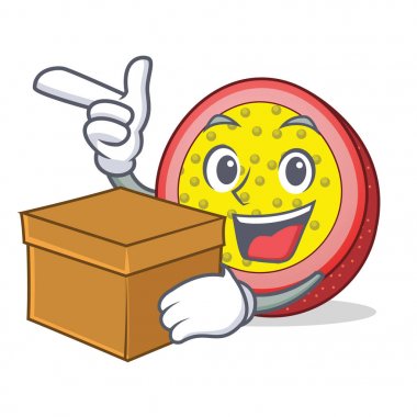 Kutusu tutku meyve karakter karikatür ile
