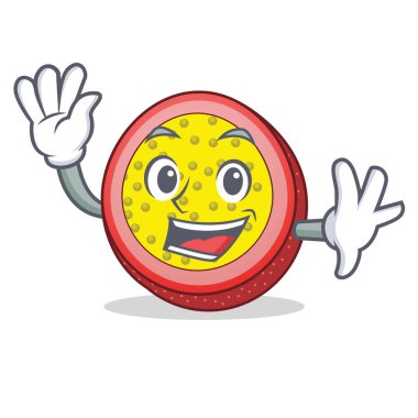 Tutku meyve karakter karikatür sallayarak