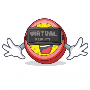Sanal gerçeklik tutku meyve maskot karikatür ile