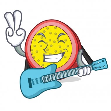 Gitar tutku meyve maskot karikatür ile