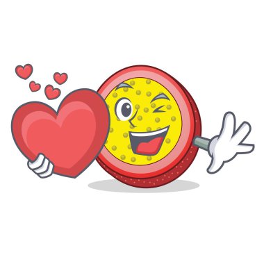 Kalp tutku meyve maskot karikatür ile