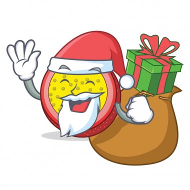 Noel Baba hediye tutku meyve maskot karikatür ile