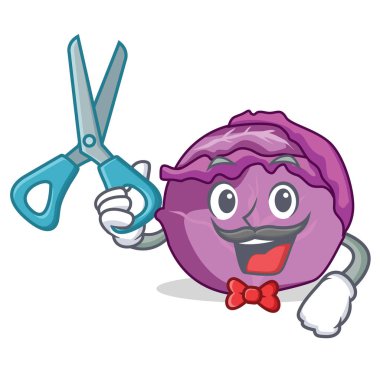 Kuaför kırmızı lahana karakter karikatür