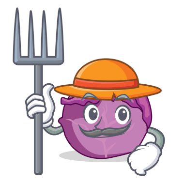 Çiftçi kırmızı lahana karakter karikatür