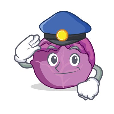 Polis kırmızı lahana karakter karikatür