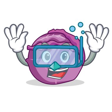 Kırmızı lahana karakter karikatür dalış