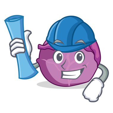 Mimar kırmızı lahana karakter karikatür