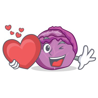 Kalp kırmızı lahana maskot karikatür ile