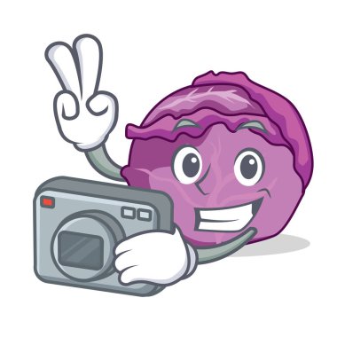 Fotoğrafçı kırmızı lahana maskot çizgi film