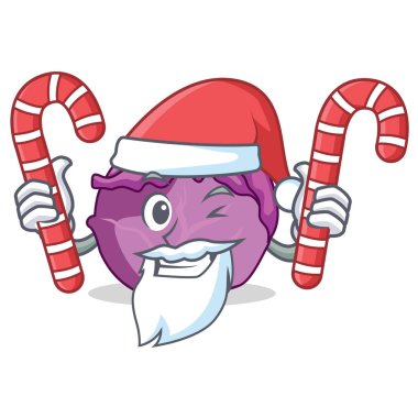 Santa şeker kırmızı lahana maskot karikatür ile