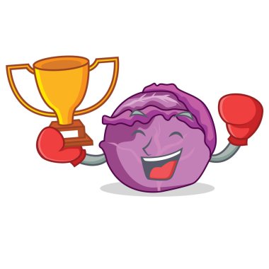 Boks kazanan kırmızı lahana maskot çizgi film