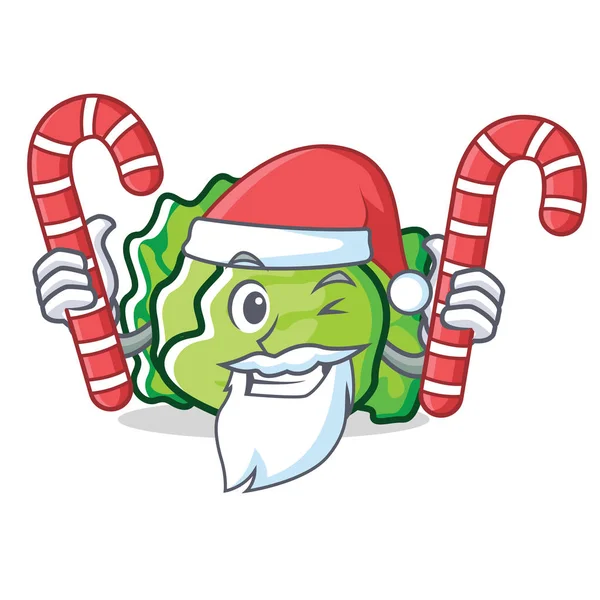 Santa com doce alface personagem mascote estilo — Vetor de Stock