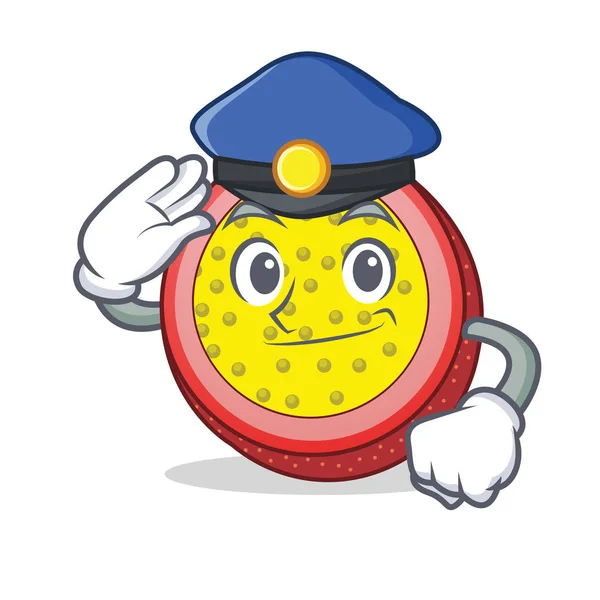 Police passion fruit character cartoon — Stock Vector