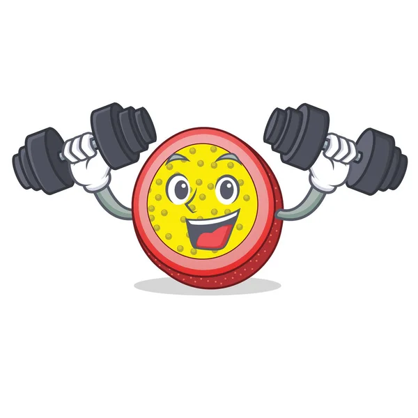 Fitness passion fruit personnage dessin animé — Image vectorielle