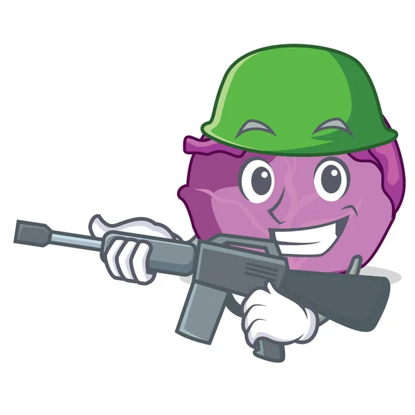 Army red cabbage character cartoon — Stock Vector