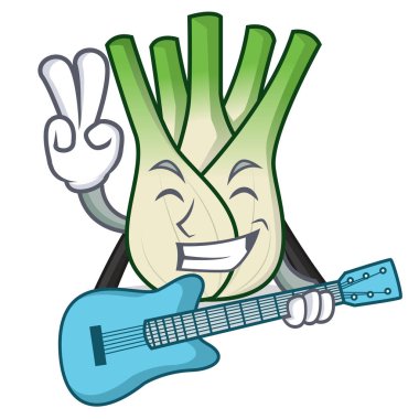 Gitar rezene maskot karikatür tarzı ile