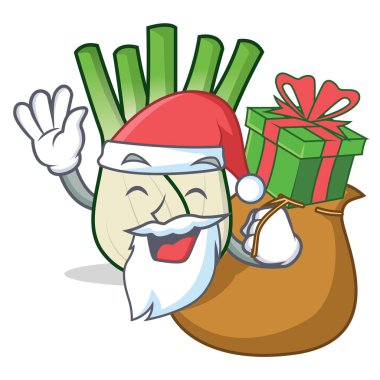 Noel Baba hediye rezene maskot karikatür tarzı ile