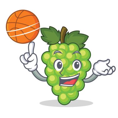 Basketbol ile yeşil üzüm karikatür karakter