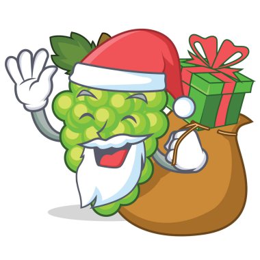 Noel Baba hediye yeşil üzüm maskot karikatür ile
